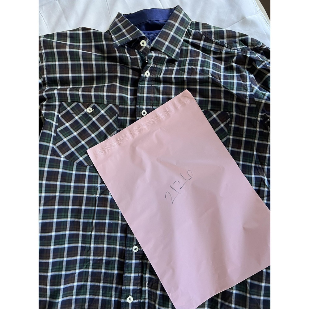 Bugatchi Shirt Mens Large Multi Color Plaid Long Sleeve Button Up Cotton Classic - Picture 14 of 14
